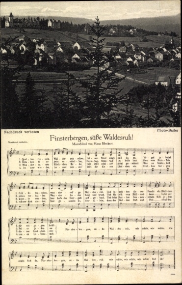 Song Postcard Finsterbergen Friedrichroda Thuringia, Finsterbergen, sweet forest peace, Hans Bleckert