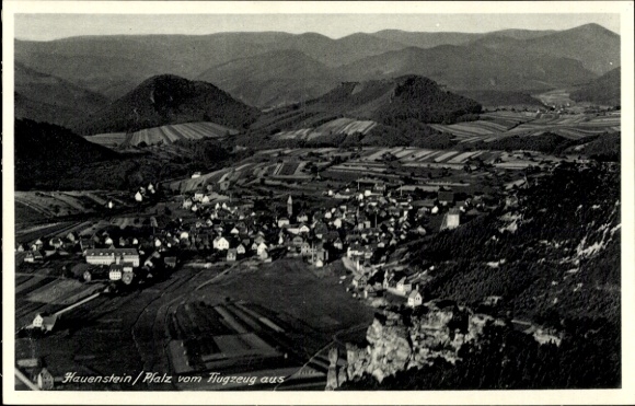 Postcard Hauenstein in the Palatinate, aerial photograph