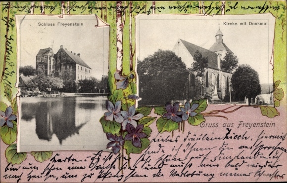Postcard Freyenstein Wittstock Dosse, Castle, Church, Monument