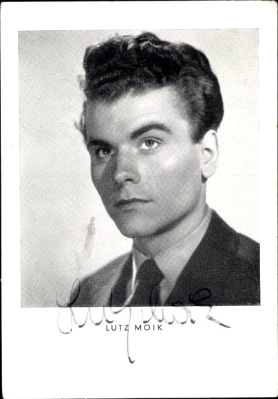 Postcard actor Lutz Moik, portrait, Christina, autograph