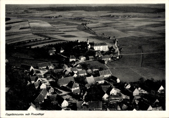 Postcard Oggelsbeuren Attenweiler Baden Württemberg, aerial photograph, Piuspflege