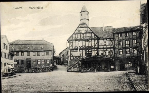 Postcard Sontra in Hesse, market square