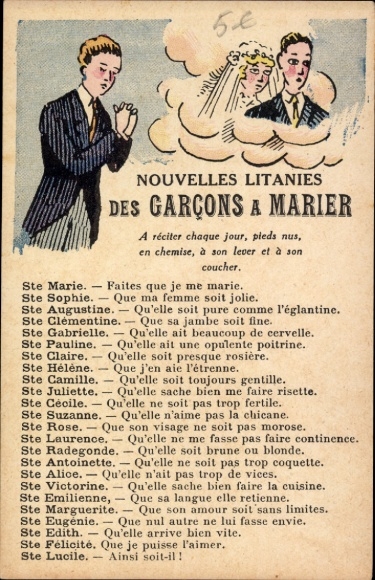CPA Nouvelles Litanies des Garcons a Marier