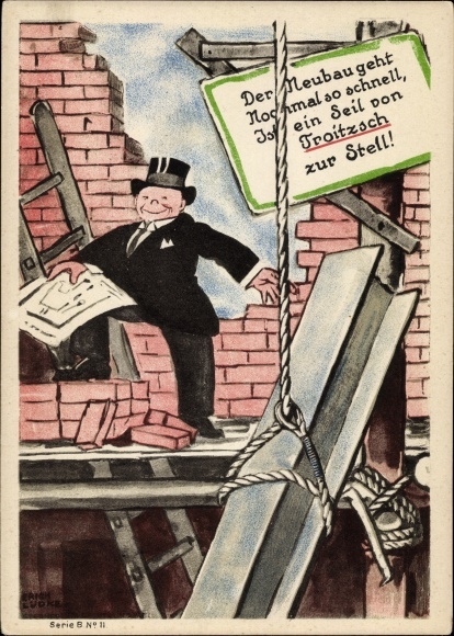 Artist Postcard Lüdke, E., Berlin Tempelhof, rope and cable works F. Troitzsch, house building