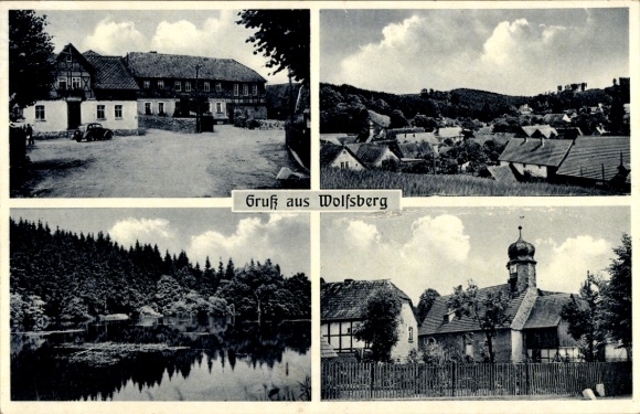 Postcard Wolfsberg Sangerhausen, city view, by the river, church