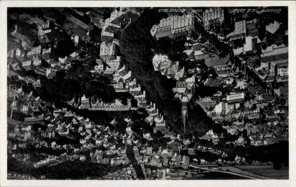 Postcard Gießen an der Lahn Hesse, aerial photograph of city view, aircraft photograph