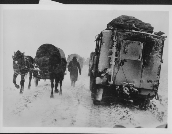 Photo German columns advancing in a snowstorm on Kerch, 1941