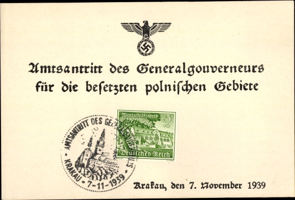 KP Kraków Kraków Polska, inauguracja Generalnego Gubernatora na okupowane ziemie polskie w 1939 r