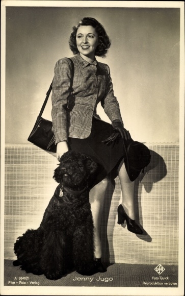 Postcard actress Jenny Jugo, dog