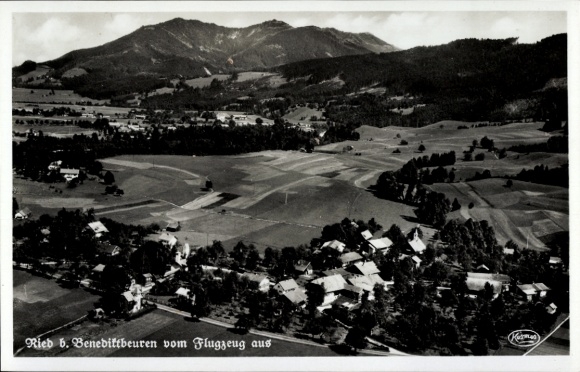 Postcard Benediktbeuern in Upper Bavaria, aerial photograph