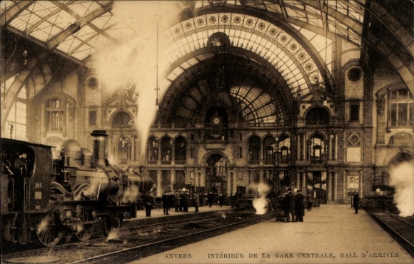 Ansichtkaart Antwerpen Antwerpen Vlaanderen, centraal station, aankomsthal