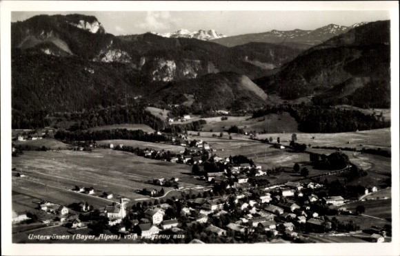 Postcard Unterwössen in Upper Bavaria, aerial photograph