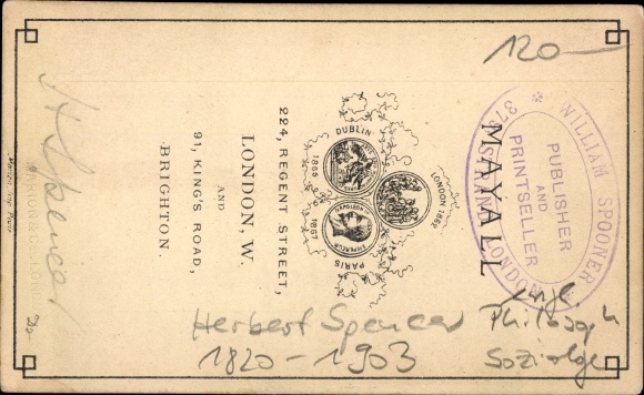 CdV Herbert Spencer, philosopher and sociologist, 1820-1903