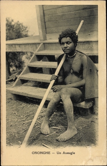 Postcard Papua Neuguinea, Ononghe, A Blind Man, Blinder Mann