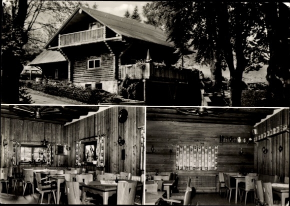 Postcard Wolfhagen in Hessen, restaurant Wolfsschänke, exterior view, interiors