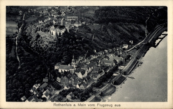 Postcard Rothenfels am Main Lower Franconia, aerial photograph
