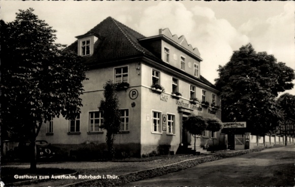 Postcard Rohrbach near Saalfeld in Thuringia, Gasthaus zum Averhahn, Rohrbach i. Thür., black and white photo