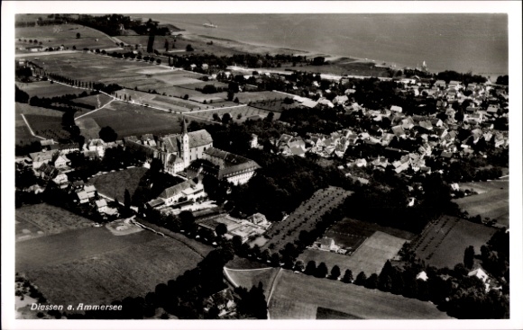 Ak Dießen am Ammersee Oberbayern, Fliegeraufnahme