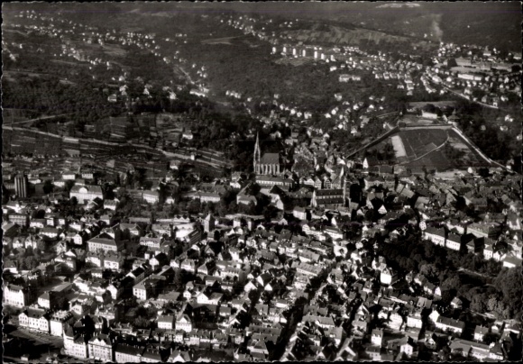 Ak Esslingen am Neckar, Luftaufnahme von Esslingen, Stadtansicht, Neckar