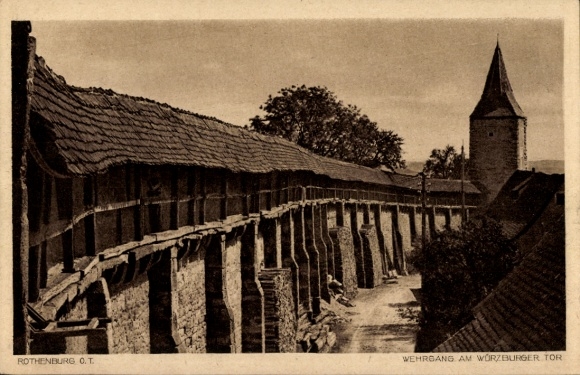 Ak Rothenburg ob der Tauber Mittelfranken, Wehrgang am Würzburger Tor