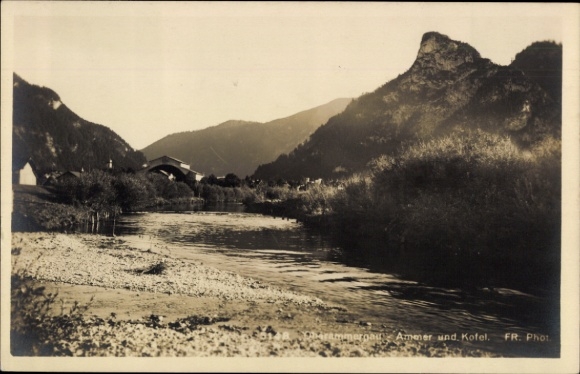 Postcard Oberammergau in Upper Bavaria, Ammer and Kofel