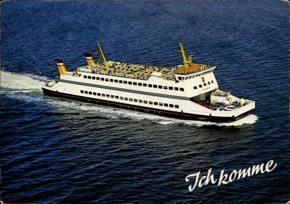 Ak MS Uthlande, stoomschiprederij Wyker, veerboot, ik kom eraan