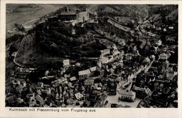 Postcard Kulmbach in Upper Franconia, Plassenburg, aerial photograph