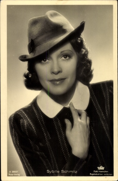 Ak-actrice Sybille Schmitz, Ross Verlag A 2953/1, portret