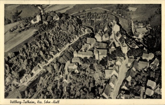 Ak Talheim Vellberg in Württemberg, Fliegeraufnahme