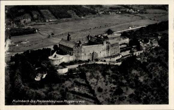 Postcard Kulmbach in Upper Franconia, aerial photograph, Plassenburg