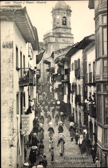 Postcard Hondarribia Fuenterrabia Basque Country, Procession of the 8th of September