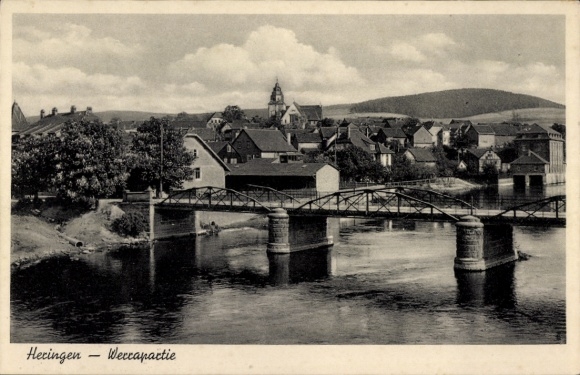 Postcard Heringen an der Werra, Werrapartie, bridge