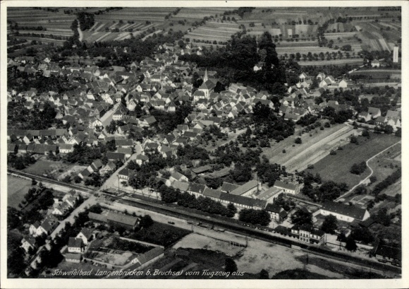Postcard Langenbrücken Bad Schönborn in Baden, aerial photograph