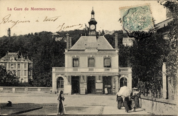 Postcard Montmorency Val d'Oise, train station