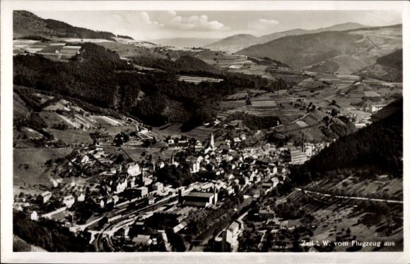 Postcard Zell im Wiesental, aerial photograph