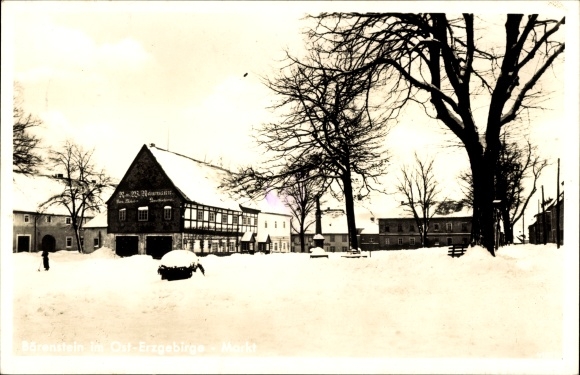 Postcard Bärenstein Altenberg Erzgebirge, market square, winter