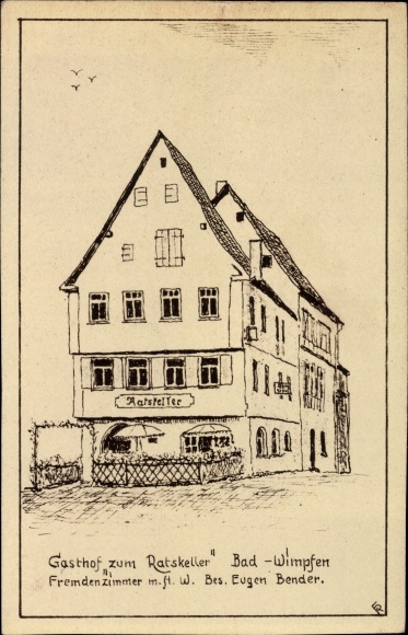 Artist PC Bad Wimpfen am Neckar district of Heilbronn, inn for the Ratskeller, Eugen Bender