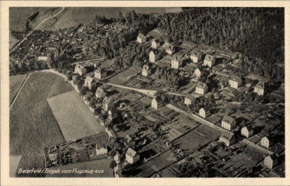 Postcard Beierfeld in the Ore Mountains Saxony, aerial photograph