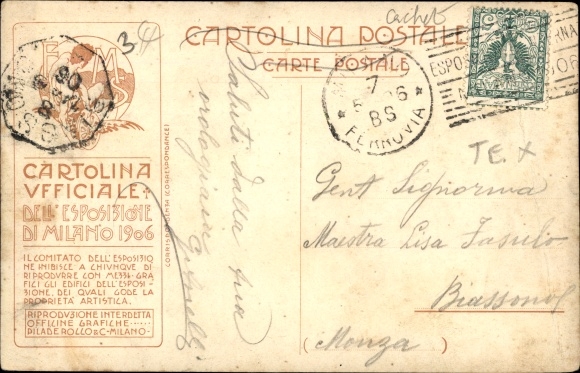Artist PC Milano Milan Lombardia, Exposizione 1906