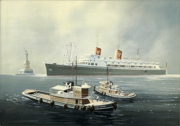 Postcard Hamburg Atlantic Line, passenger ship Hanseatic