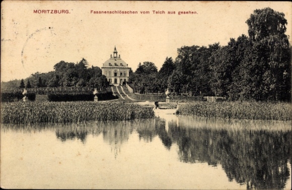 Ak Moritzburg in Sachsen, Fasanenschlösschen, Teich, Moritzburg