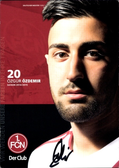Autograph card footballer Özgür Özdemir, 1. FC Nuremberg, autograph