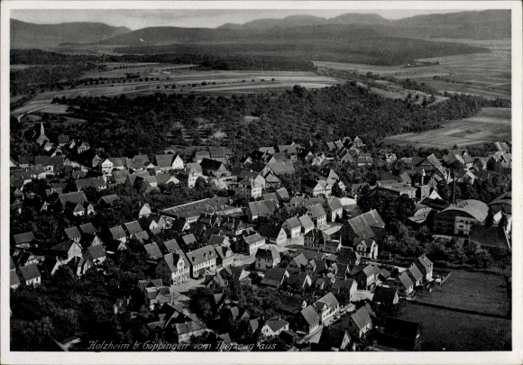Postcard Holzheim Göppingen in Württemberg, aerial view of Holzheim and Göppingen, rural surroundings