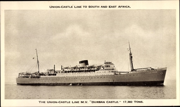 Ak Steamer Durban Castle, stoomschip, Union Castle Line UC