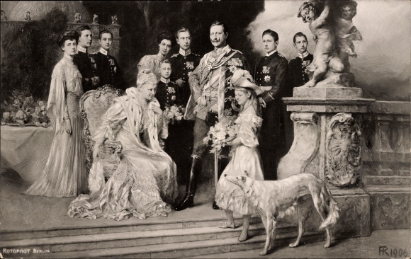 Postcard Keller, Ferdinand, German Imperial House under Kaiser Wilhelm II, greyhound