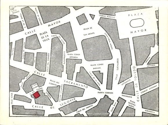 Postcard San Javier Murcia city Spain, view into the cafe, street map on the back