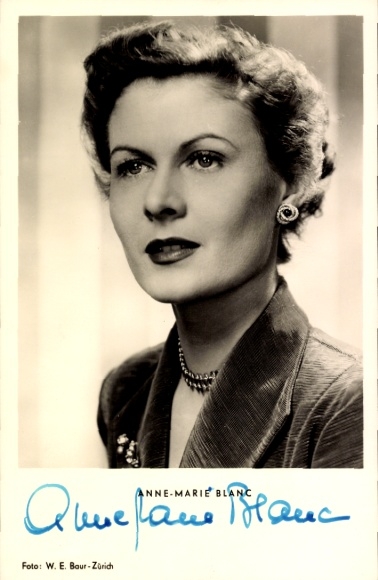 Postcard actress Anne-Marie Blanc, film I'm waiting for you, autograph