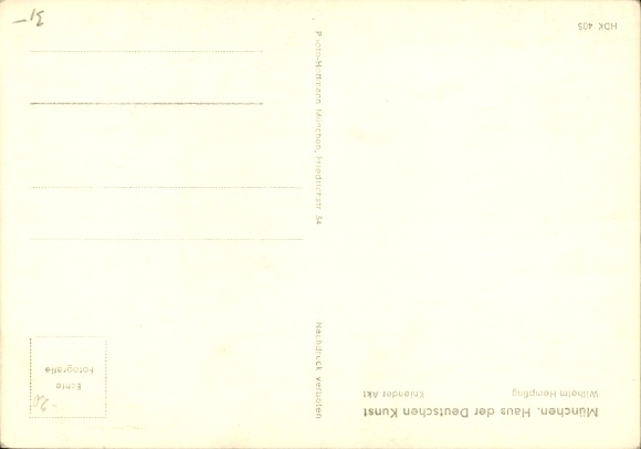 Artist Postcard Hempfing, Wilhelm, Kneeling Nude, HDK 405, Female Nude