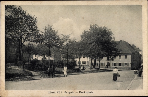 Ak Zöblitz Marienberg im Erzgebirge, Marktplatz