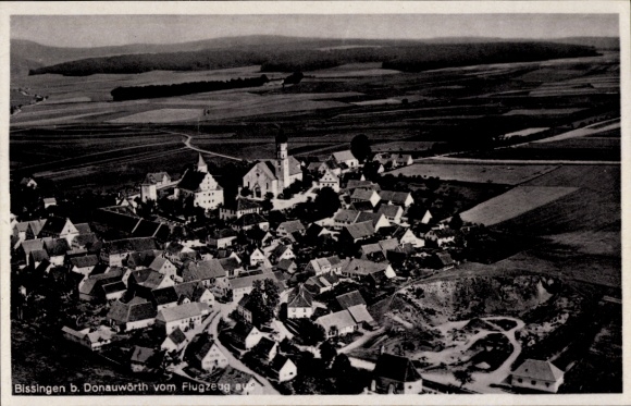 Postcard Bissingen in Swabia Bavaria, aerial photograph